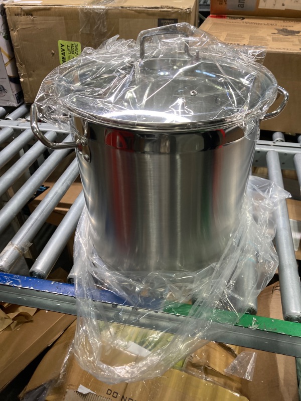 Photo 1 of 20Qt Stock Pot with Glass Lid - Stainless Steel Cooking Pot with Rack- Commercial Grade Large Soup Pot - Dishwasher Safe Stockpots 20QT with Rack