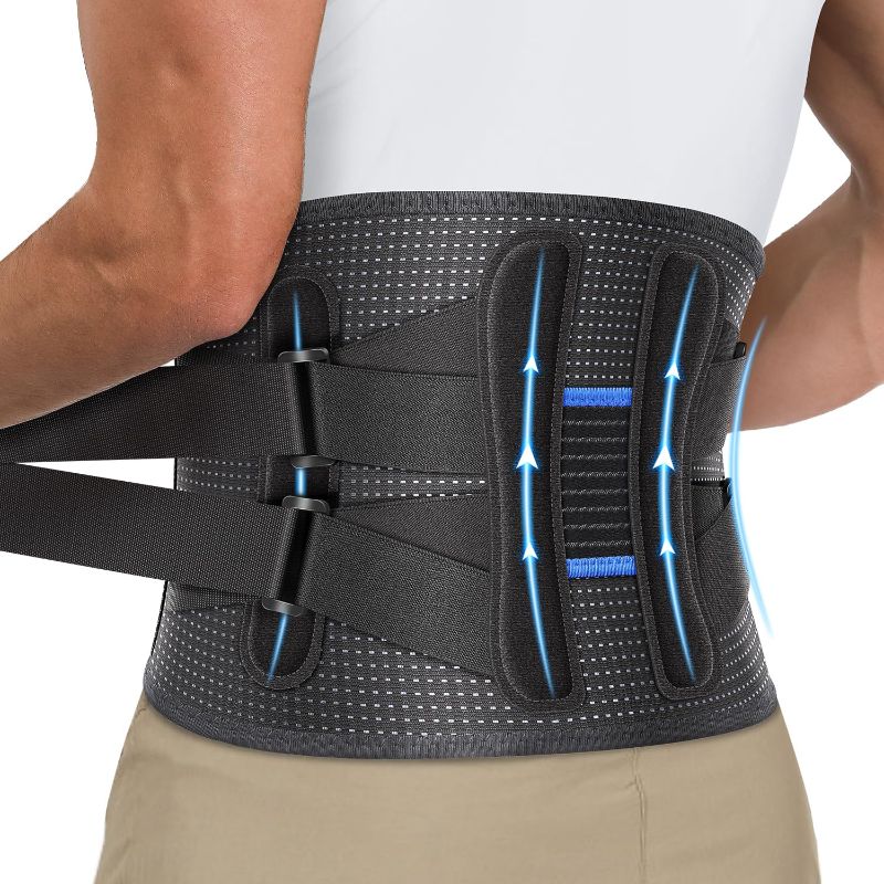 Photo 1 of Fit Geno Back Brace Support for Lower Back Pain: Designed for Women & Men - Provides Lumbar Support for Herniated Discs, Heavy Lifting - Breathable and Dual Adjustable, Medium