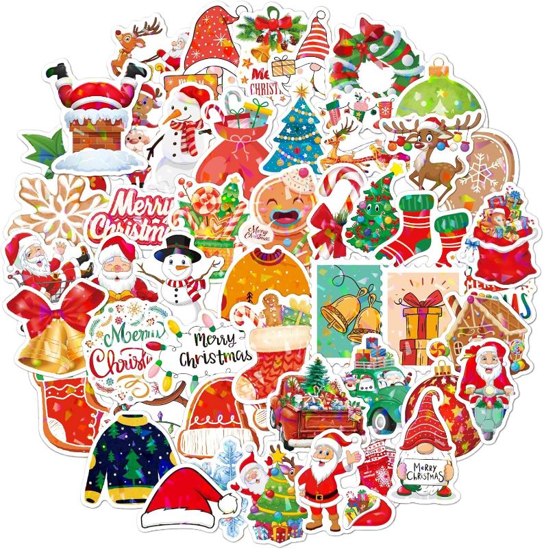 Photo 1 of Christmas Gift Decorative Stickers, Christmas Stickers Bulk for Kids, 50PCS Vinyl Waterproof Sticker for Water Bottles, Laptop, Christmas Gift Boxes Presents Cards Decor, Party Supply (Gift) (pack of 2)
