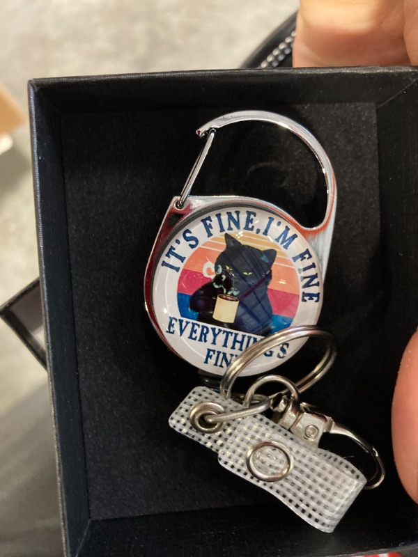 Photo 1 of I Am Fine It's Fine Everything's Fine,Retractable ID Card Badge Holder with Rotary Thickened Back Clib, Funny Badge Reel,Nurse Badge Reel, Suitable for Nurses,Doctors,Office Staff, Students