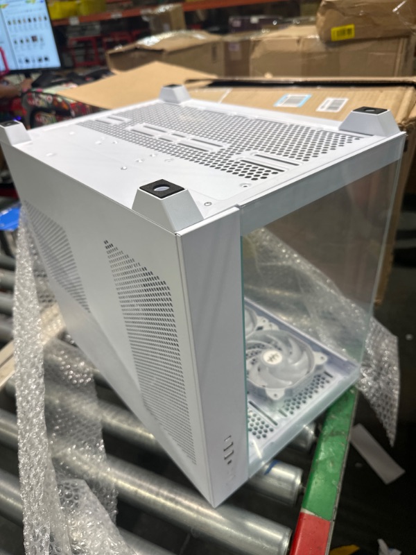 Photo 4 of MUSETEX ATX PC Case,5 PWM ARGB Fans Pre-Installed,360MM RAD Support,Type-C Gaming 270° Full View Tempered Glass Mid Tower Pure White ATX Computer Case,Y6