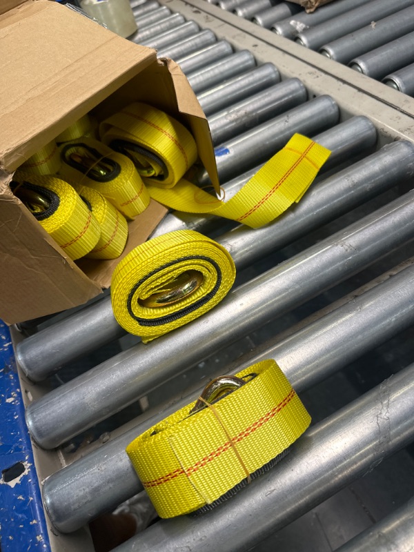 Photo 3 of 12 Pack Lasso Tow Strap with D Ring and Protective Sleeve Tow Truck Accessories 11, 000 Lbs Break Strength Auto Tie Down Auto Hauler for Wheel Lift Trailer Tow Truck (Yellow,2'' X 10') Yellow 2'' x 10'