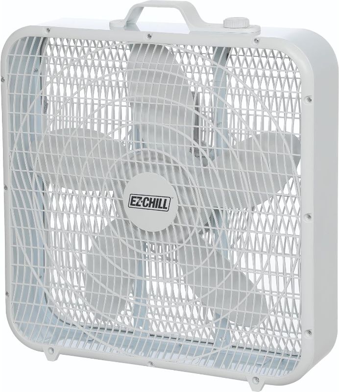 Photo 1 of 20" 3-Speed Box Fan with Carry Handle for Full-Force Air Circulation, White, MTNBF20
