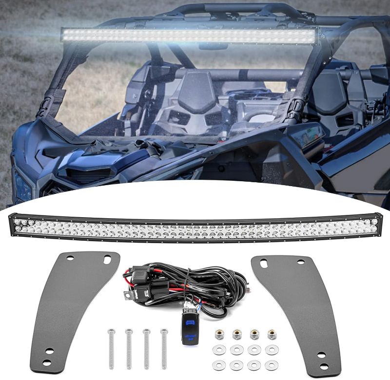 Photo 1 of XJMOTO 50'' 288W Offroad Curved LED Light Bar & Upper Roof Windshield Mount Brackets w/Rocker Switch Wiring Kit Compatible with Can-am Maverick X3 MAX 2017-2023