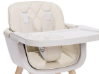 Photo 1 of 3-in-1 Convertible Wooden High Chair,Baby High Chair with Adjustable Legs & Dishwasher Safe Tray, Made of Sleek Hardwood & Premium Leatherette, Cream Color ****missing legs***