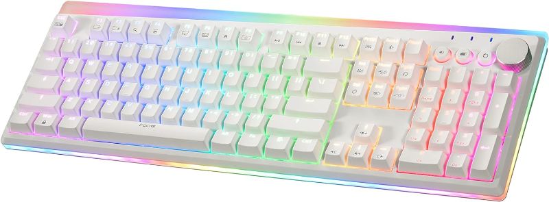 Photo 1 of iRocks K71R Wireless RGB Mechanical Gaming Keyboard,Gateron Switches Brown,PBT 107 Keys NKRO,RGB Backlit, Pro Keyboard for Gaming and Work,Dual Interface Wireless & Wired, Windows Laptop PC Mac,White
