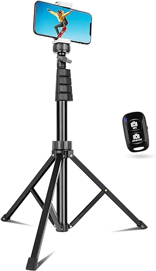 Photo 1 of SENSYNE 62" Phone Tripod & Selfie Stick, Extendable Cell Phone Tripod Stand with Wireless Remote and Phone Holder, Compatible with iPhone Android Phone, Camera
