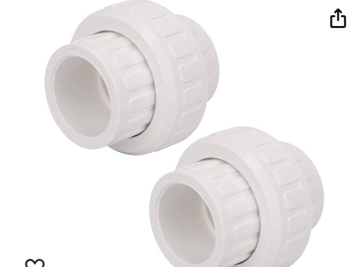 Photo 2 of 2Pcs 1-1/4" PVC Union Coupling Pipe Fitting (Socket x Socket) 1.25Inch PVC Slip Union PVC Adapter Coupling Schedule 40, EPDM O-Ring, White