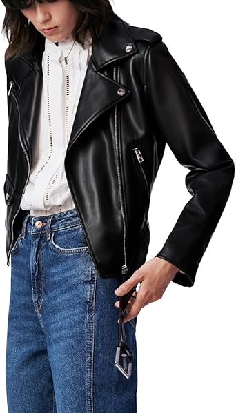 Photo 1 of LY VAREY LIN Women's Faux Leather Motorcycle Jacket PU Slim Short Biker Coat
