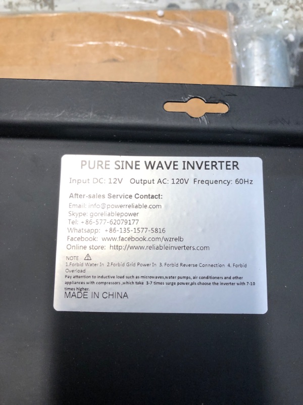 Photo 2 of **PARTS ONLY NON REFUNDABLE** READ NOTES**
WZRELB 3000W 12V Pure Sine Wave Solar Power Inverter DC AC Converter (RBP300012W),Black