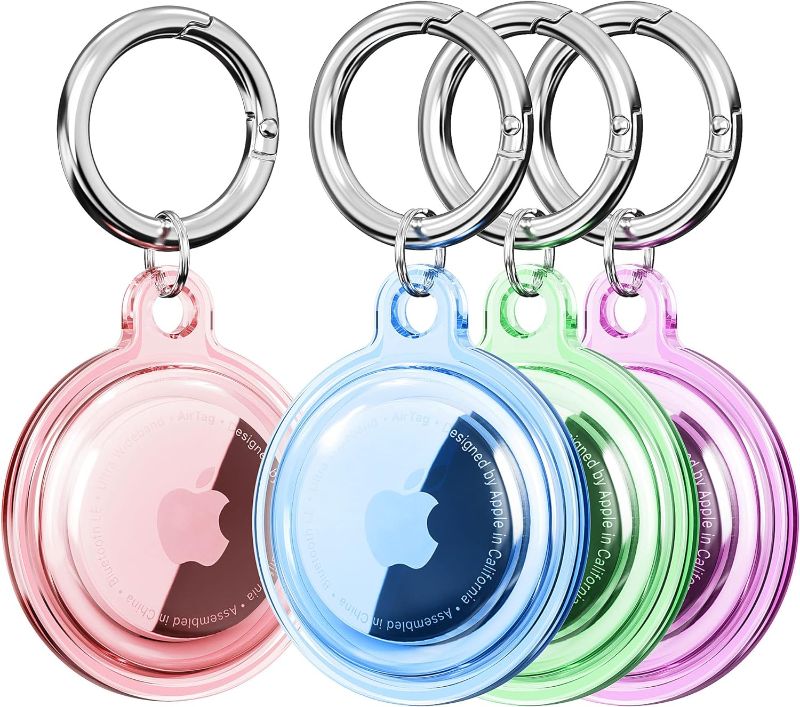 Photo 1 of [4 Pack] Airtag Holder, Waterproof Air Tag Case with Keychain, Shockproof & Dustproof Airtag Holders for Dog Collar, Luggage, Keys, Full Body Anti-Scratch Protective (4 Colors)
