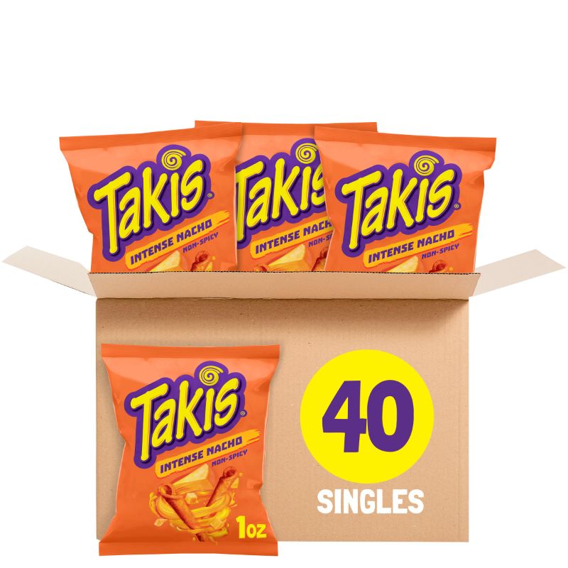 Photo 1 of **NON REFUNDABLE ITEM**(BB: July 17,2024)
Takis Intense Nacho 40 pc / 1 oz Multipack, Cheese Flavored Non-Spicy Cheesy Rolled Tortilla Chips Intense Nacho 1 Ounce (Pack of 40)