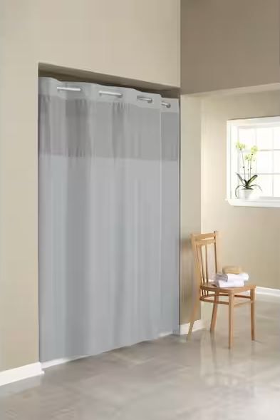 Photo 1 of (READ FULL POST) Simply Solid 74 in. W x 71 in. L Polyester Shower Curtain in GREY
