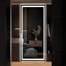 Photo 1 of ***STOCK PHOTO REFERENCE ONLY***Hasipu LED Door Mirror Full Length, 44" x 16" Lighted Over The Door Hanging Mirror, Full Body Wall Mounted Mirror, Light Up Long Dressing Mirror, Round Black Round Black Led 44" x 16"