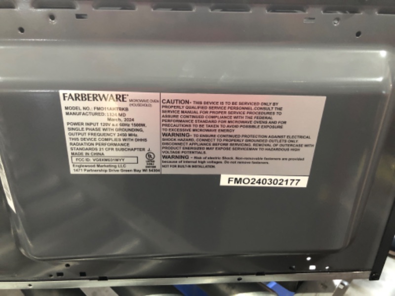 Photo 5 of *** MISSING GLASS PLATE***Farberware Countertop Microwave 1000 Watts & Countertop Microwave 1000 Watts, 1.1 cu ft - Microwave Oven With LED Lighting and Child Lock - Perfect for Apartments and Dorms - Easy Clean Metallic Red Stainless Microwave + Microwav