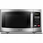 Photo 1 of *** MISSING GLASS PLATE***Farberware Countertop Microwave 1000 Watts & Countertop Microwave 1000 Watts, 1.1 cu ft - Microwave Oven With LED Lighting and Child Lock - Perfect for Apartments and Dorms - Easy Clean Metallic Red Stainless Microwave + Microwav