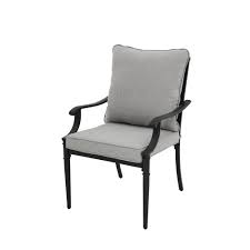 Photo 1 of **LEG DAMAGED - MISSING BACK CUSHION**
allen + roth Thomas Lake Gray Steel Frame Stationary Dining Chair with Gray Cushioned Seat