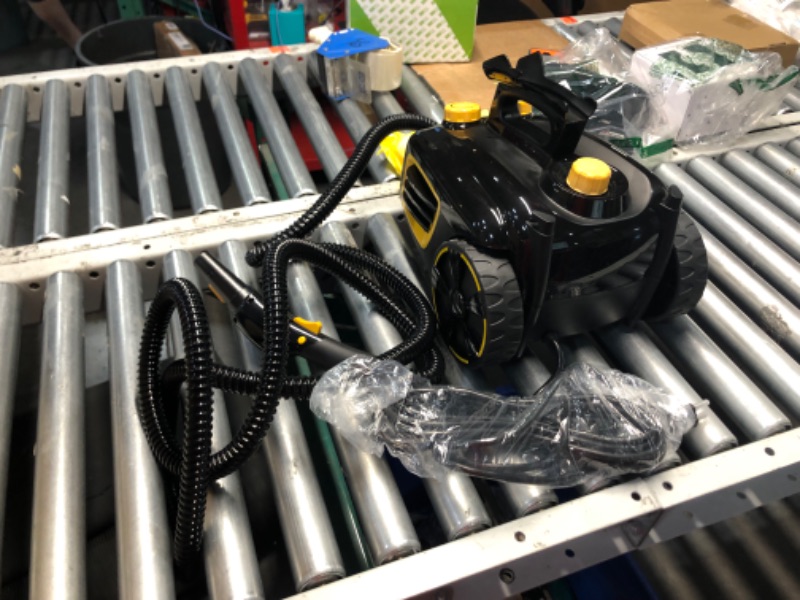 Photo 2 of ***USED - MISSING ACCESSORIES - POWERS ON - UNABLE TO TEST FURTHER***
McCulloch MC1375 Canister Steam Cleaner with 20 Accessories, Extra-Long Power Cord, Chemical-Free Cleaning for Most Floors, Counters, Appliances, Windows, Autos, and More, 1-(Pack), Bla