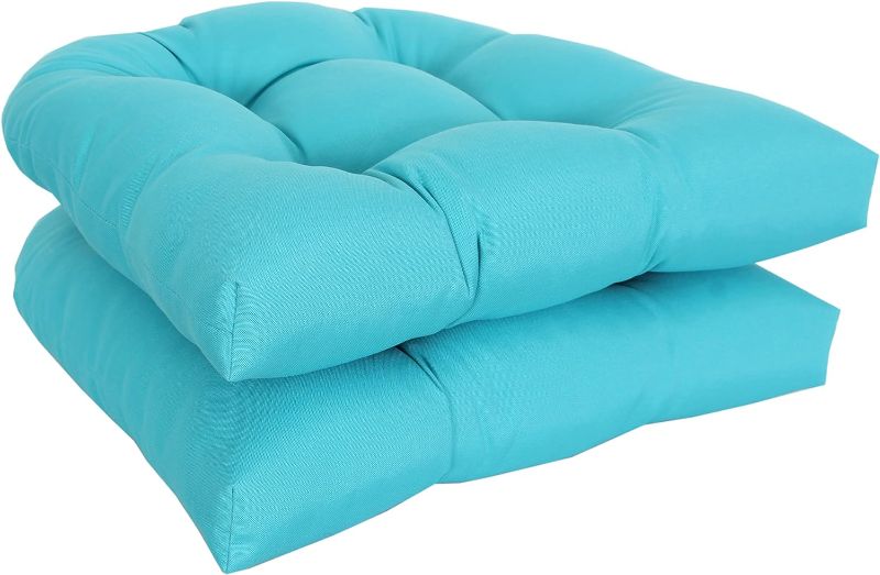 Photo 1 of 
RULU Set of 2 19"x19"x4" Solid Turquoise Outdoor/Indoor Wicker Seat Cushions