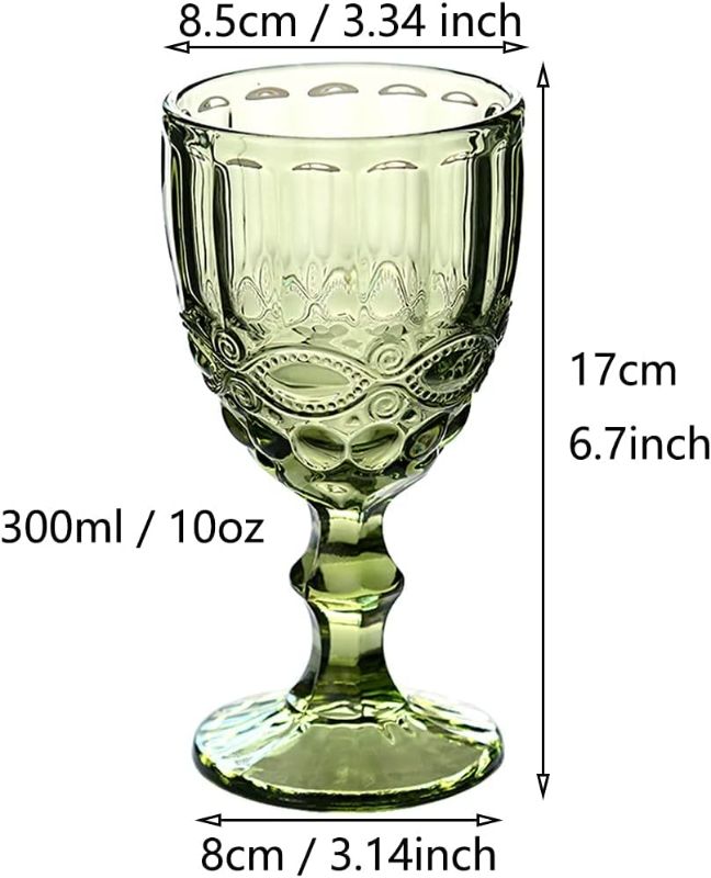 Photo 1 of ** BUNDLE OF 5**
Green Wine Glass Vintage Glassware Drinking Water Goblets 10 OZ