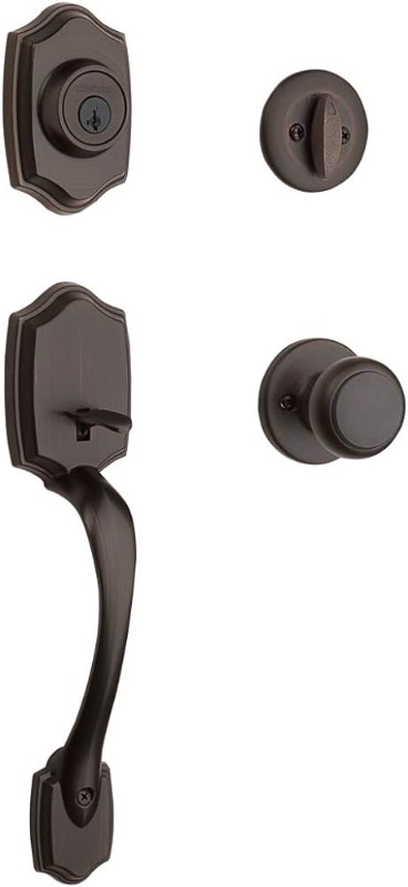 Photo 1 of **MISSING TOP LOCK**
Kwikset Belleview Front Door Lock Handle and Deadbolt Set, Entry Handleset Exterior 