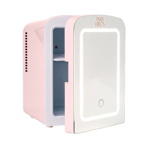 Photo 1 of **LIKE NEW 
Paris Hilton Mini Refrigerator and Personal Beauty Fridge Mirrored Door with Light 4 Liter Pink