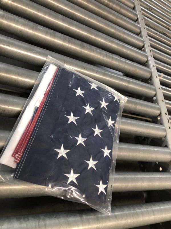 Photo 3 of USA Flag for Outdoor Outside - 2.5x4ft American Flag in 300D Nylon with Embroidered Stars, Sewn Stripes & Brass Grommets - Longest Lasting Flag! 100% Made in USA!