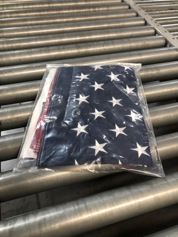 Photo 2 of USA Flag for Outdoor Outside - 2.5x4ft American Flag in 300D Nylon with Embroidered Stars, Sewn Stripes & Brass Grommets - Longest Lasting Flag! 100% Made in USA!