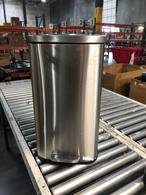 Photo 2 of (READ FULL POST) Homie 13 Gallon Kitchen Trash Can Soft Close with Anti - Bag Slip Liner and Lid, Use as Garbage Basket, Tall Dust Bin, or Decor in Bathroom, Restroom, Kitchen, or Bedroom (Brushed Stainless Steel)
