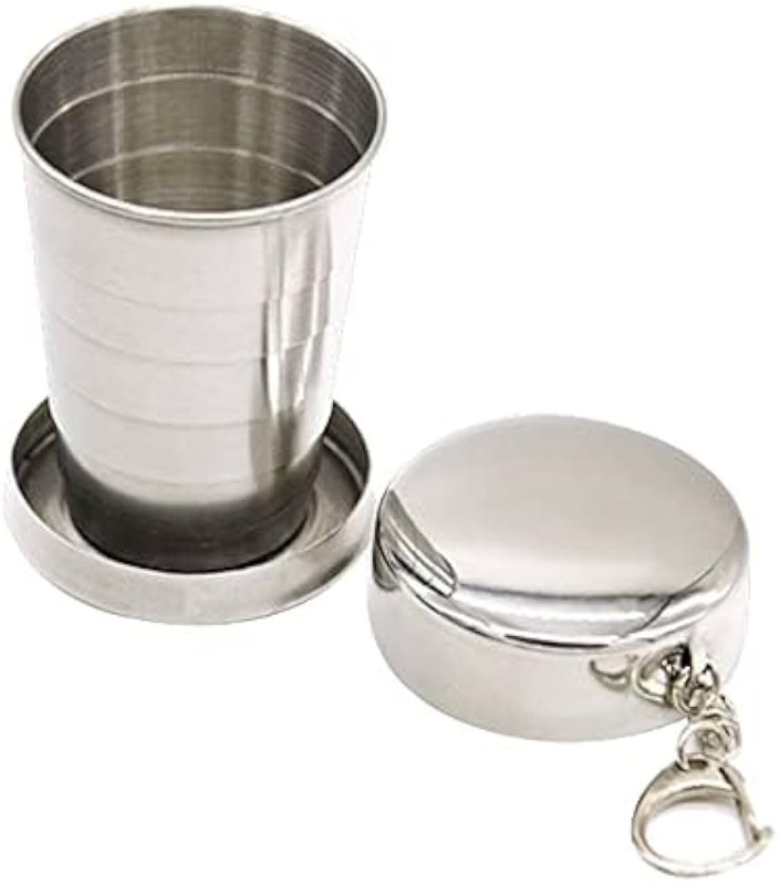 Photo 1 of (2 pack) Stainless Steel Collapsible Cup?Portable Folding Metal Cup with Keychain 75ml -Suitable for OutdoorTravel,Backpacking Bivouac Hiking,Camping,Picnic
