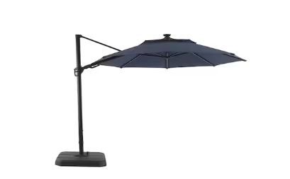 Photo 1 of (READ FULL POST) allen + roth 11-ft Aluminum Blue Crank Cantilever Patio Umbrella with Base
