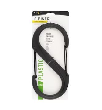 Photo 1 of (2 PACK) Nite Ize Black Plastic Carabiner with Wire Gate Closure, Oval Shape, 10.5-in Length, 6 oz. Weight
