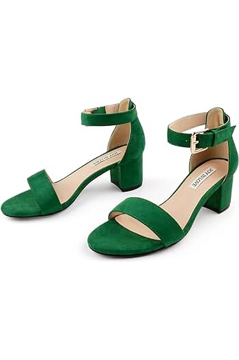 Photo 1 of (7.5) JOY IN LOVE Women's Chunky Low Heels Ankle Strap Open Toe Block Heel Sandals
