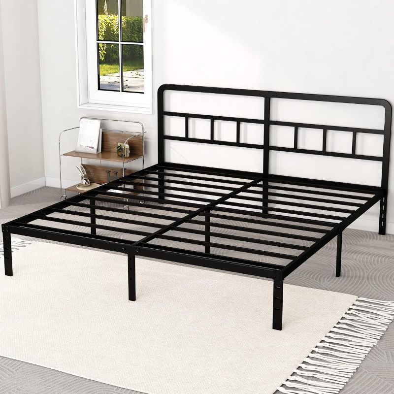 Photo 1 of ***USED - LIKELY MISSING PARTS - UNABLE TO VERIFY FUNCTIONALITY***
Metal Platform King Bed Frame with Headboard, 14 Inch No Box Spring Needed Heavy Duty Steel Slat Mattress Foundation/Easy Assembly/Noise Free/Black