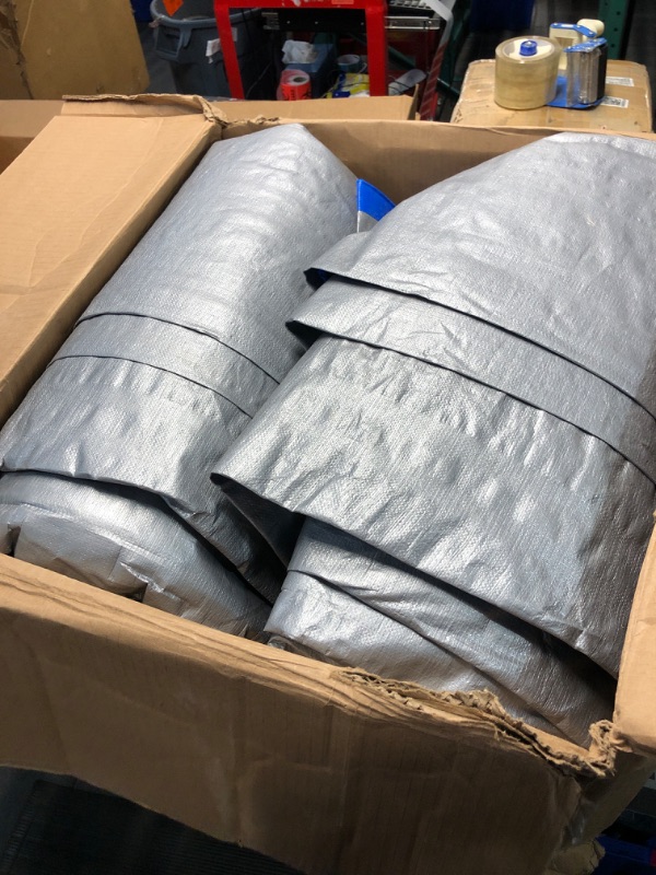 Photo 2 of (2 pack) Tarps - 12x16 Feet, 5.5 Mil Thick, Multipurpose Waterproof Poly Tarp Cover with Metal Grommets and Reinforced Edges, Silver/Blue Tarp
