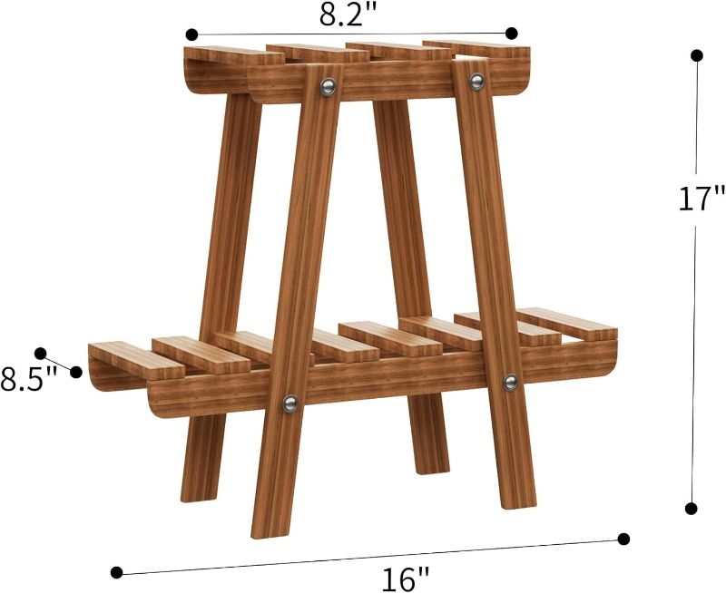 Photo 4 of (READ FULL POST) TESOURO 2 Tires Plant Stand, Indoor Outdoor Potted Small Wood Plant Shelf,