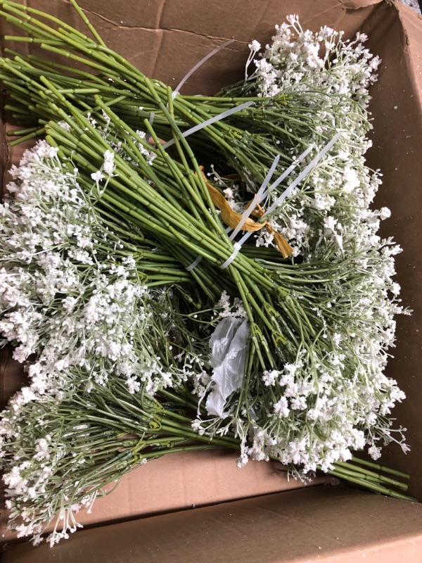 Photo 3 of 9 Bundles of Artificial Flowers Plastic Baby Breath Flowers Faux Gypsophila DIY Floral, White 