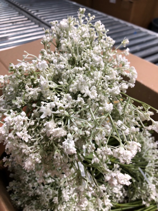 Photo 2 of 9 Bundles of Artificial Flowers Plastic Baby Breath Flowers Faux Gypsophila DIY Floral, White 