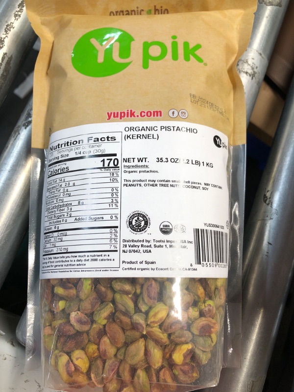 Photo 3 of ***NON REFUNDABLE***Yupik Organic Raw Pistachios, No Shells, 2.2 lb, Gluten-Free, Non-GMO, Kosher, Vegan, Kernels, Unsalted, Crunchy Shelled Nuts, Source of Fiber & Protein, Healthy Snacks, Ideal for Baking & Cooking Pistachio 2.2 Pound (Pack of 1)