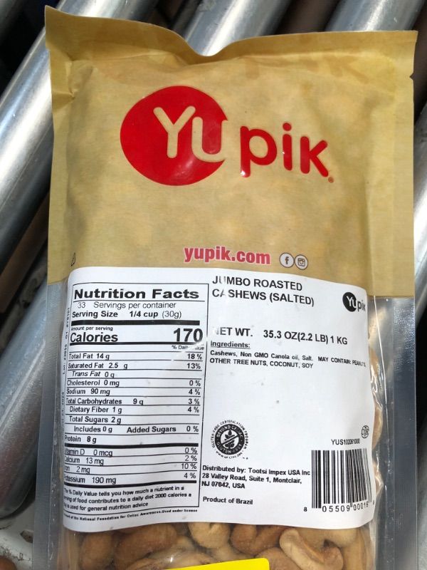 Photo 2 of ***NON REFUNDABLE***Yupik Roasted Salted Jumbo Cashews, 2.2 lb, Gluten-Free, Kosher, Vegan, Large Crunchy Nuts, Lightly Seasoned with Salt, Source of Protein & Iron, Savory Snacks 2.2 Pound (Pack of 1)