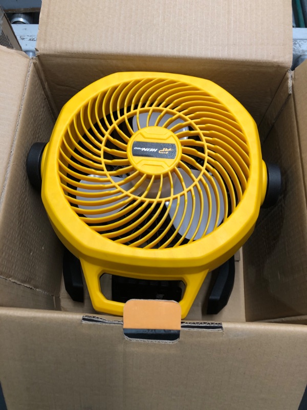 Photo 2 of HEINPRO Battery Operated Fan for Dewalt 20V Max Battery with AC Adapter, Up to 650 CFM Portable Fan, Variable Speed Battery Powered Fan Low Noise 30dB Cordless Fan, Jobsite Camping Fan (Only Tool)