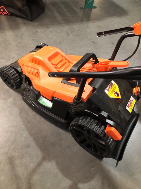 Photo 5 of (used)(damaged see all images)Electric Lawn Mower With Bike Handle, 15-Inch, 10-Amp, Corded