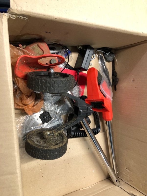 Photo 4 of ***HEAVILY USED AND DIRTY - MISSING NUMEROUS PARTS - SEE PICTURES - UNABLE TO TEST***
Knutat  Wacker,24V 2Ah Battery Powered String Trimmer with 2 Batteries and 3 Types Blades,Lightweight and PowerfulBattery poweredfor Yard and Garden (red)