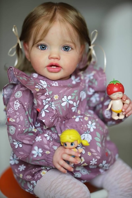 Photo 1 of  Handmade 24 Inch Realistic Girl Toddler Reborn Doll Weighted Soft Vinyl Silicone Reborn Baby Doll Lifelike Newborn Baby Dolls Birthday Gift Toy Set for Kids Age 3+