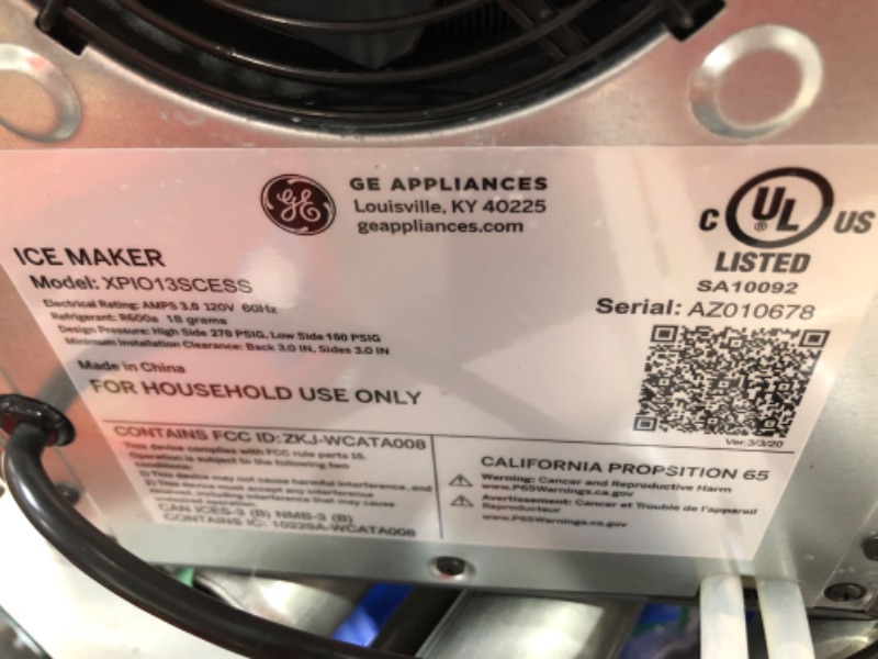 Photo 1 of ***MAJOR DAMAGE - DENTED - SEE PICTURES - POWERS ON - UNABLE TO TEST FURTHER***
GE Profile Opal 2.0 XL with 1 Gallon Tank, Chewable Crunchable Countertop Nugget Ice Maker, Scoop included, 38 lbs in 24 hours, Pellet Ice Machine with WiFi & Smart Connected,