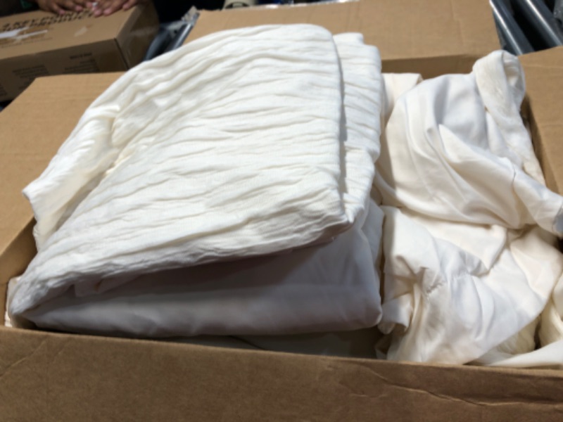 Photo 2 of **USED** MaiRêve Cream White Comforter Queen Set, Textured Design Cream Bedding Sets Queen, Cream Queen Comforter Set with Sheets, Comforter, Pillowcases & Shams 90"x 90" Cream White Queen