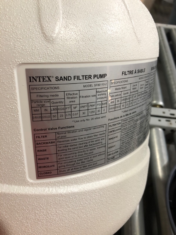 Photo 9 of **NONREFUNDABLE**FOR PARTS OR REPAIR**SEE NOTES**
Intex Krystal Clear 2150 GPH Sand Filter Pump & Saltwater System with E.C.O. (Electrocatalytic Oxidation) for Above Ground Pools, 110-120V with GFCI, White/Black
 # 126645