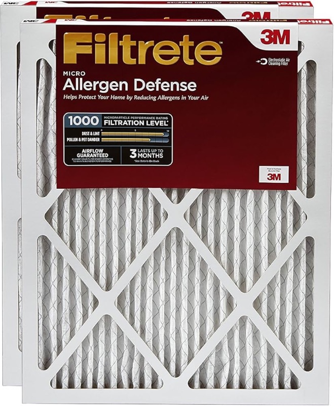 Photo 1 of ***DAMAGED - SCRATCHED - SEE PICTURES***
Filtrete 16x25x1 AC Furnace Air Filter, MERV 11, MPR 1000, Micro Allergen Defense, 3-Month Pleated 1-Inch Electrostatic Air Cleaning Filter, 2 Pack (Actual Size 15.719 x 24.72 x 0.84 in)