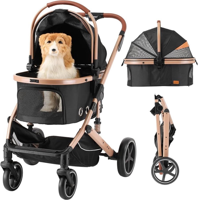 Photo 1 of (READ FULL POST) EchoSmile 4 in 1 Pet Stroller for Small to Medium Dogs,One-Touch Folding Lightweight Cat&Dog Stroller,All Terrain 4 Wheel Puppy Stroller with Pet Carrier Car Seat,45 lbs Capacity