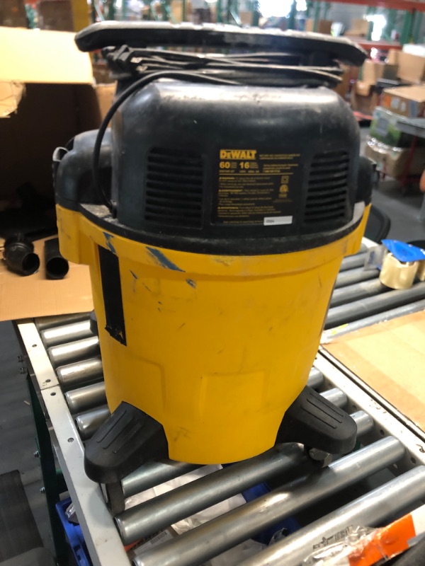 Photo 4 of ***DAMAGED - POWER BUTTON BROKEN OFF - HEAVILY USED AND DIRTY - UNABLE TO TEST - SEE PICTURES***
DEWALT Stealthsonic Quiet 16-Gallons 6.5-HP Corded Wet/Dry Shop Vacuum with Accessories Included Model #DXV16P-QT